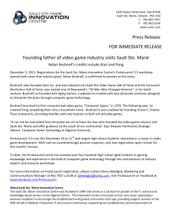 Press Release: Founding father of video game industry visits Sault
