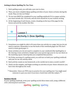 Getting to Know Spelling Tic-Tac-Toes