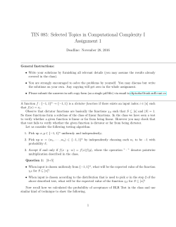 TIN 085: Selected Topics in Computational Complexity I