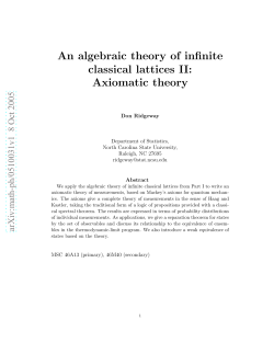 An algebraic theory of infinite classical lattices II