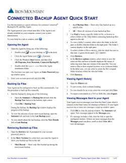 CONNECTED BACKUP AGENT QUICK START