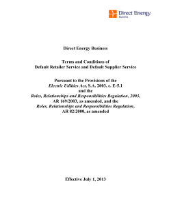 TERMS AND CONDITIONS OF Default Retailer Service and Default