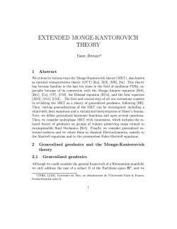 EXTENDED MONGE-KANTOROVICH THEORY Yann Brenier* 1