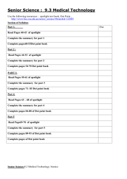 Senior Science : 9.3 Medical Technology Use the following