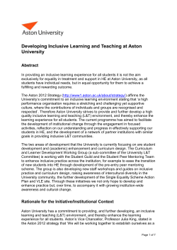 Developing Inclusive Learning and Teaching at Aston University