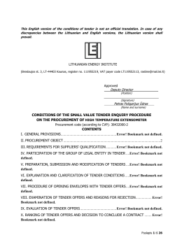 This English version of the conditions of tender is not an official