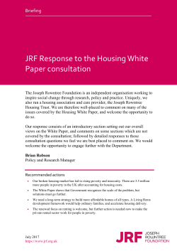 JRF Response to the Housing White Paper consultation