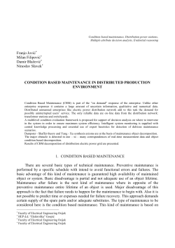 Condition based maintenance, Distribution power stations,