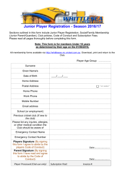 Player ID &ndash; Club use only &ndash;
