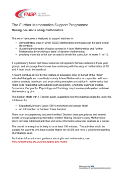 Decision Trees Teacher Guide - The Further Mathematics Support