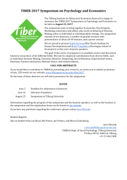TIBER 2017 Symposium on Psychology and Economics