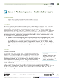 Lesson 6: Algebraic Expressions&mdash;The Distributive