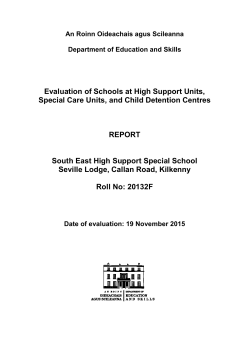 Evaluation of Schools at High Support Units, Special Care Units