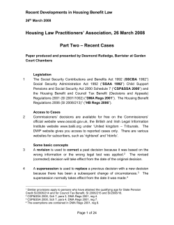Non-dependant deduction - Housing Law Practitioners Association