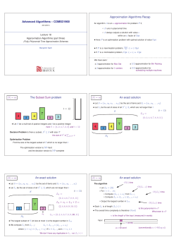 Advanced Algorithms – COMS31900 Approximation Algorithms