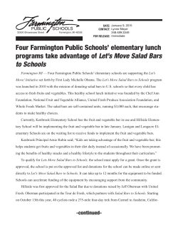 Four Farmington Public Schools` elementary lunch programs take