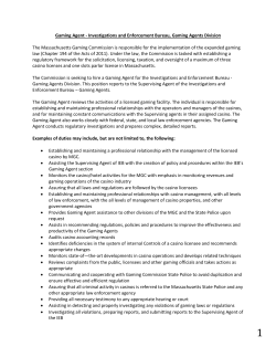 Gaming Agent - Massachusetts Gaming Commission