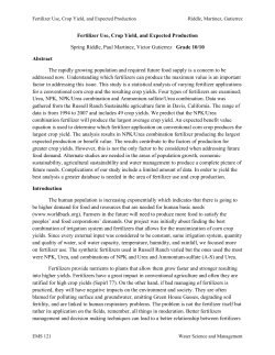 Fertilizer Use, Crop Yield, and Expected Production