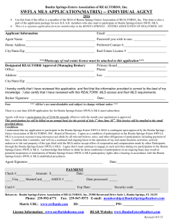 MLS APPLICATION -- INDIVIDUAL AGENT