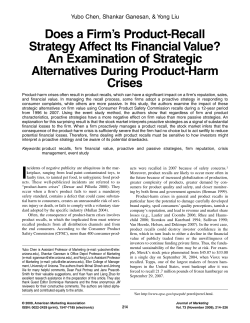 Does a Firm`s Product-Recall Strategy Affect Its Financial Value? An