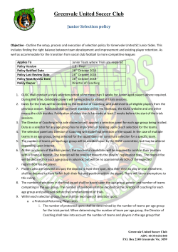 Junior Selection Policy