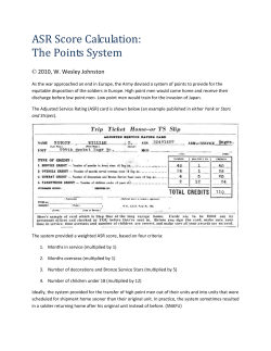 ASR Score Calculation: The Post-War Points System for Coming