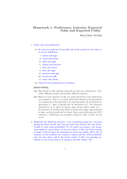 Homework 1: Preferences, Lotteries, Expected Value and
