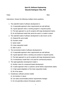 Quiz 02, Software Engineering Eduardo Rodriguez Tello, PhD