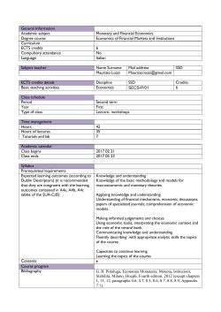 General Information Academic subject Monetary and