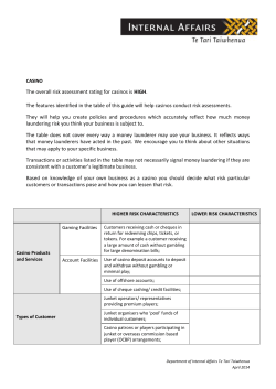 Casino Sector Risk Assessment - Department of Internal Affairs