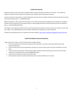 Credit Card Deposit Journals