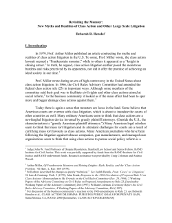 New Myths and Realities of Class Action and Other Large Scale