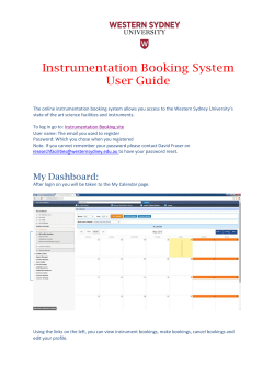Instrumentation Booking System User Guide