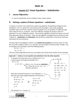 Lesson 5-2 Linear Equations &ndash; Substitution