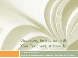 Discussing Instruction with Your Teachers: A How To Dr. Richard
