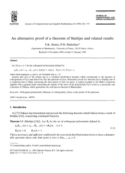 An alternative proof of a theorem of Stieltjes and