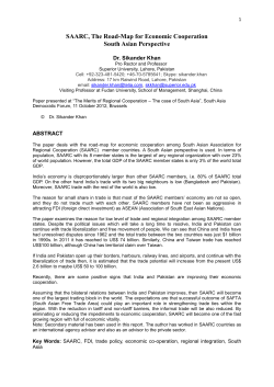SAARC, The Road-Map for Economic Cooperation South Asian