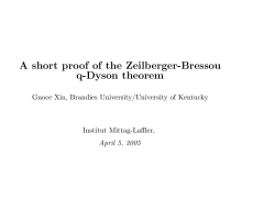 A short proof of the Zeilber-Bressoud q