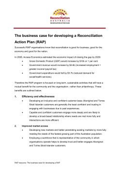 The business case for developing a Reconciliation Action Plan (RAP)