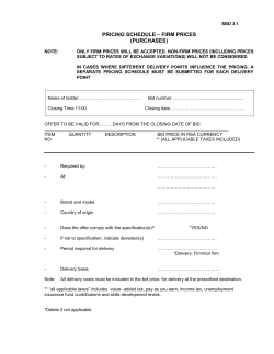 PRICING SCHEDULE &ndash; FIRM PRICES (PURCHASES)