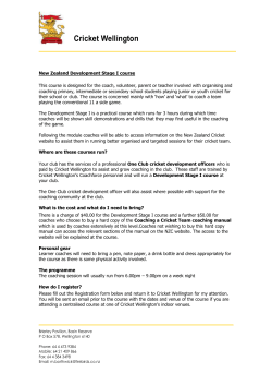 Cricket Wellington New Zealand Development Stage I course This