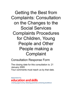 Getting the Best from Complaints: Consultation on the Changes to