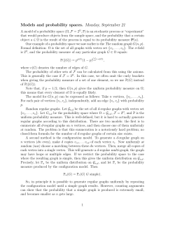 Models and probability spaces. Monday, September 21