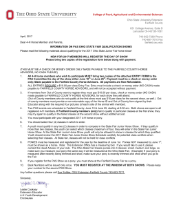 April, 2017 Dear 4-H Horse Member and Parents, INFORMATION