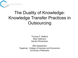 Knowledge Transfer Practices in Outsourcing