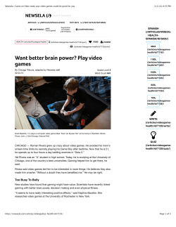 Newsela | Game on! New study says video games could be good for