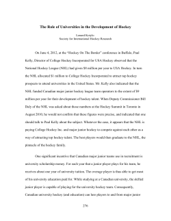The Role of Universities in the Development of Hockey