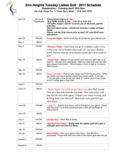EHLG 2017 Schedule - Erin Heights Golf Course