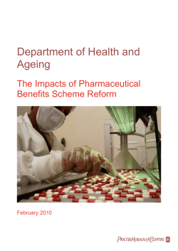 The Impacts of Pharmaceutical Benefits Scheme Reform