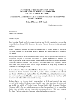 Statement on Typhoon Pablo Action Plan